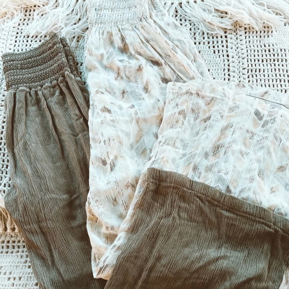 Sincerly Jules Pants - Chic Boho Pants Set in Cream and Brown